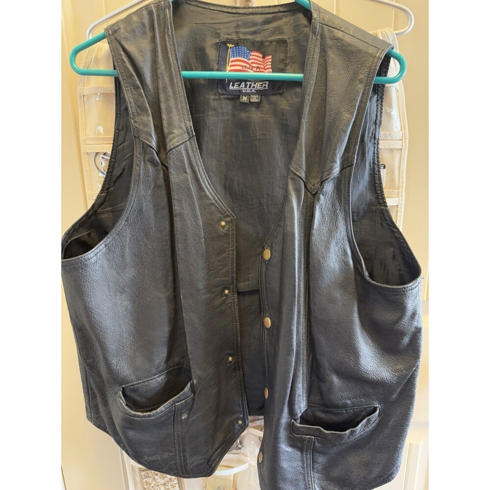 Vietnam Veteran Leather Vest Adult Medium Armed Forces Military - Picture 4 of 16